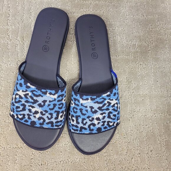 Rothy's The Slide Azure Camo Spot Slip On Sandals Women's Size US 8, 8.5 - Picture 6 of 10